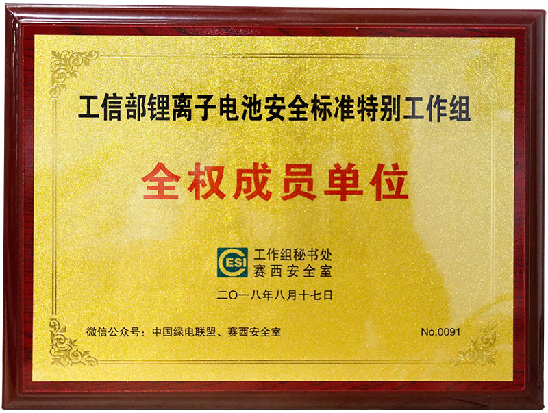 工信部锂离子电池清静标准特殊事情组 全权成员单位